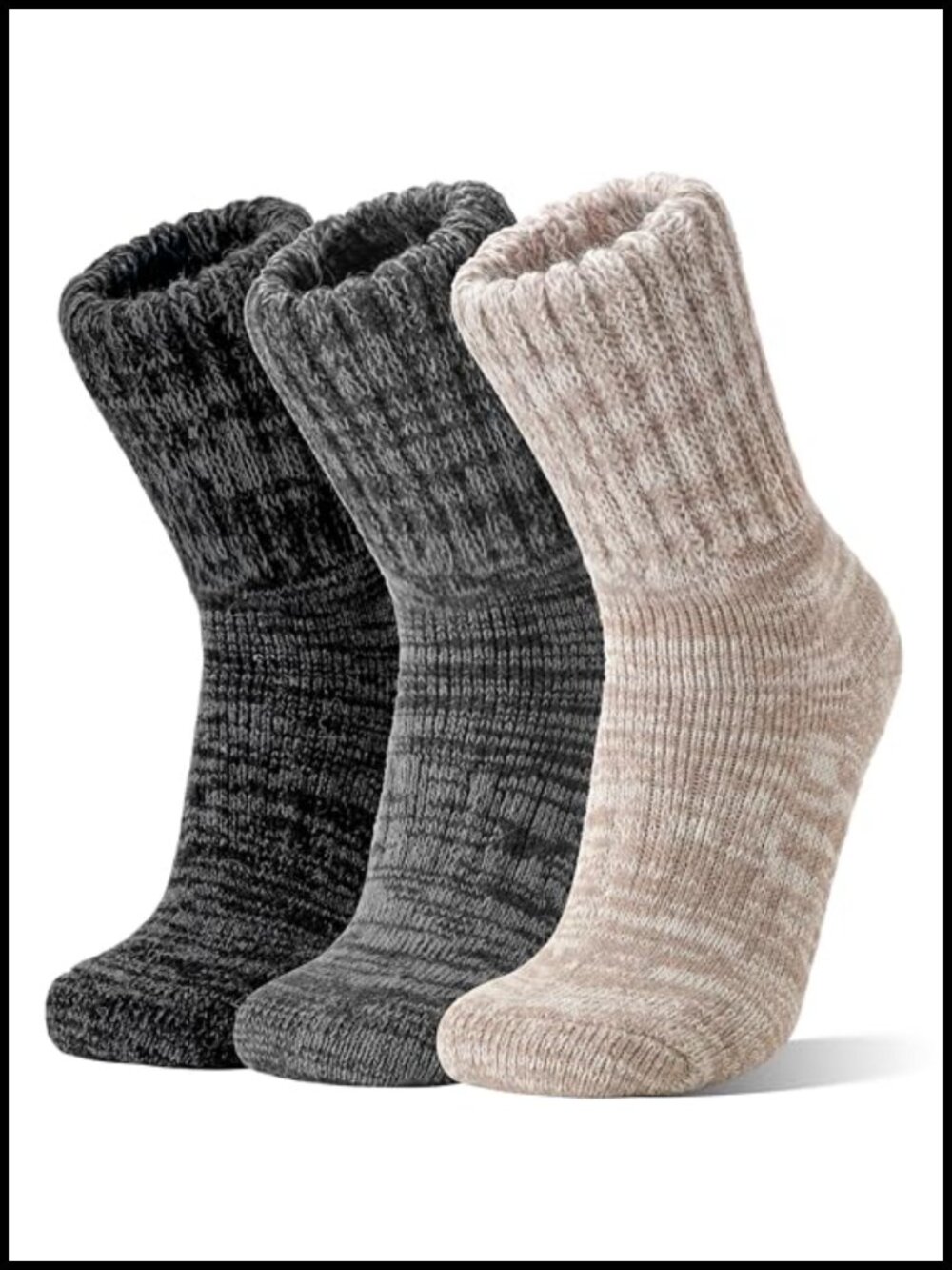 Merino Wool Thermal Boot Socks Thick Cushion Crew Hiking Work 3 Pairs